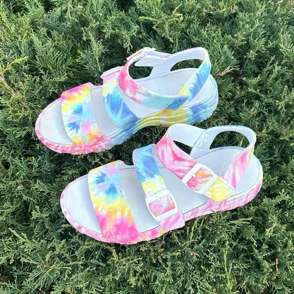 Skechers Women's Cali‎ Gear D'Lite 2.0 Molded 3-Strap Luxe Foam Sandals Size 10